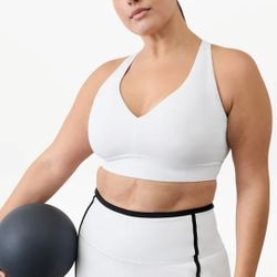 Athleta Women's Solace Bra D-DD+ Sports Gym Bra Yoga Pilates White NWT