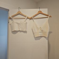 2x Crop Top White Zara 