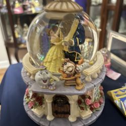 Disney Beauty and The Beast Musical Snowglobe - Retired 1991 Rose Garden Balcony