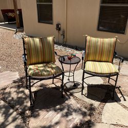 Two Iron Chairs With Cushions 