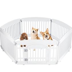 Plastic Dog Playpen, 6 Panels 24" Expandable  - Indoor & Outdoor White or Black available NEW