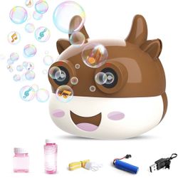 New-Rechargeable Bubble Machine for Kids, with Light and Music, 1000+ Bubbles Per Minute