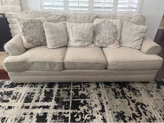 Sofa, loveseat, and arm chair w/ decorative pillows