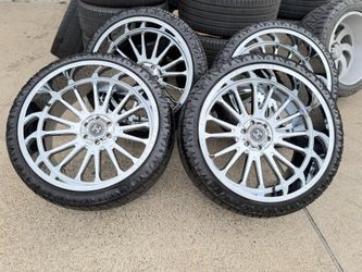 24x12 chrome rims tires