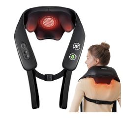 Neck and Shoulder Massager with Heat, Cordless Back and Neck Massager, Upgraded Graphene Heating, 4D Shiatsu Deep Kneading Massage for Shoulder, Back,