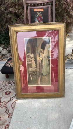 Antique Framed Victorian Print Gold Frame