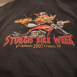 Sturgis Bike Week Black Denim Vest 5XL (28" p2p)