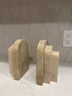 Travertine Bookends