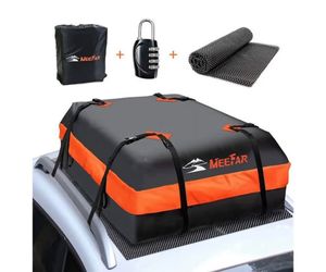 MeeFar Car Roof Bag XBEEK Rooftop top Cargo Carrier Bag Waterproof 15 Cubic feet for All Cars with/ Without Rack, Includes Anti-Slip Mat, 8 Reinforced