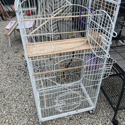 White Bird Cage with Wheels