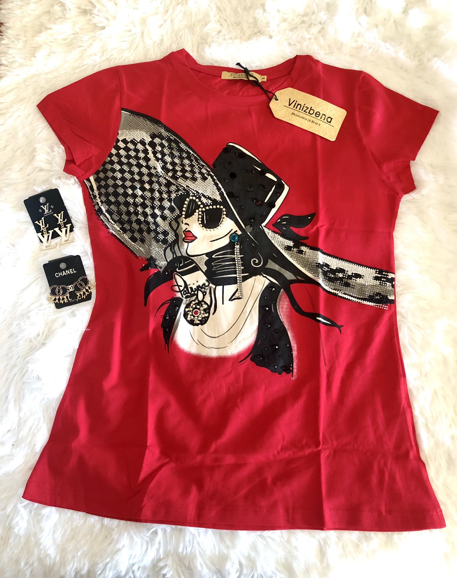Beautiful Vinizbena Blusas 3D-Shirt with Rhinestones 😍