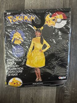 Girl’s pikachu costume includes dress, headband and face stickers size 7-8