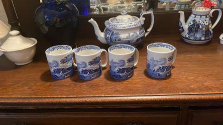 Spode Blue Italian - set of four mugs