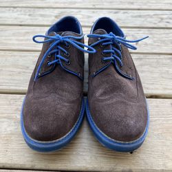 Ted Baker Oxford Men's Size 8 JUIPPIA Brown Suede Leather Shoes w/ Blue Sole  