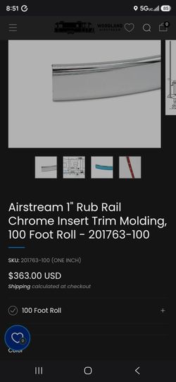 Airstream insert molding chrome. 1in and 1/2in