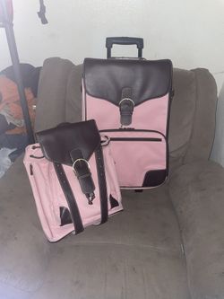 Vintage Pink Suede Suitcase\bookbag
