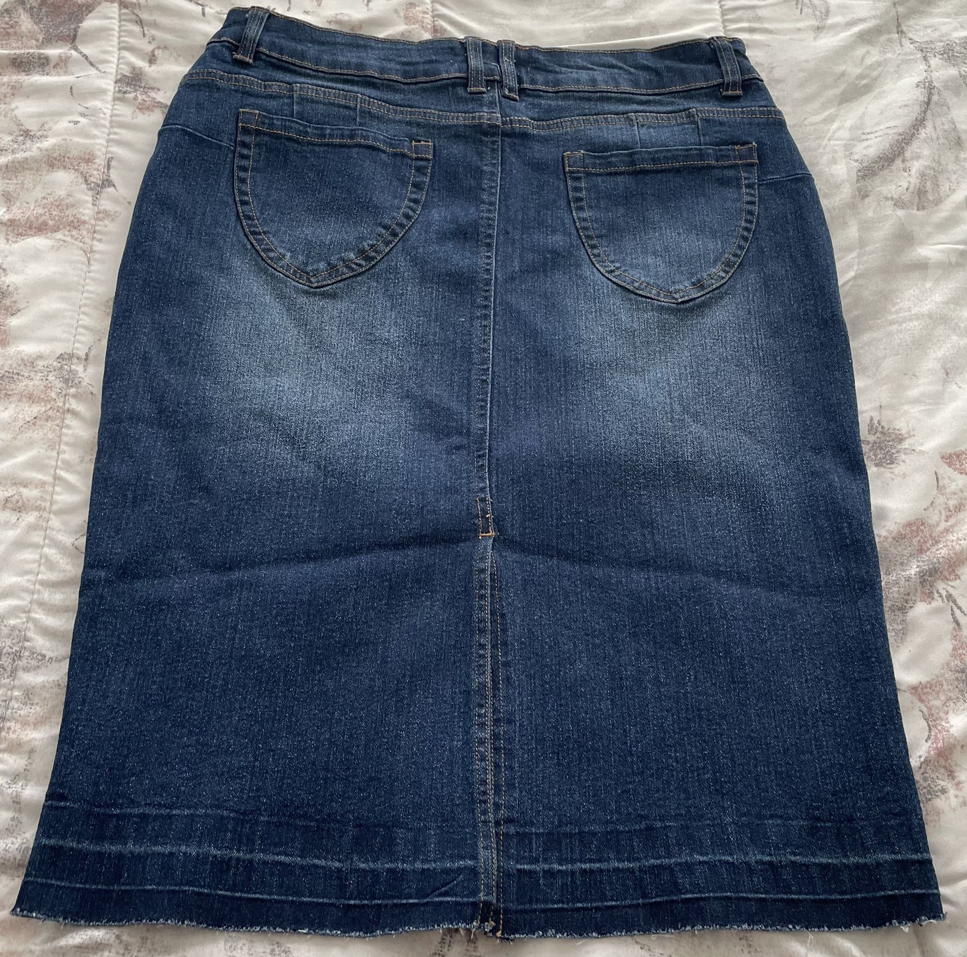 NWT Labijou Blue Pencil Knee Length Jean Skirt, size 3X