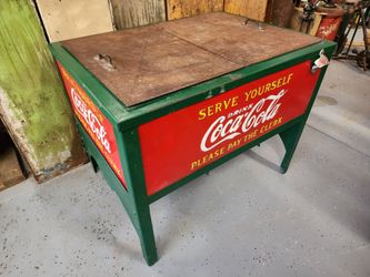 Antique Coca-Cola Cooler Soda Pop Chest Original Mancave Patio