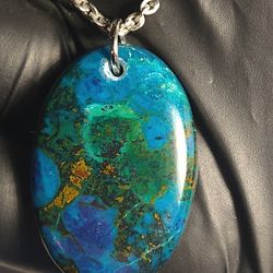 High Quality Blue Azurite Cabochon Pendant