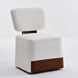 Set of 2 modern upholstered dining accent chairs wirh casters - NEW