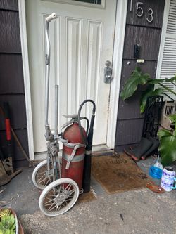 Title: Vintage General Fire Extinguisher 15RH w/ Original Wheeled Dolly Cart
