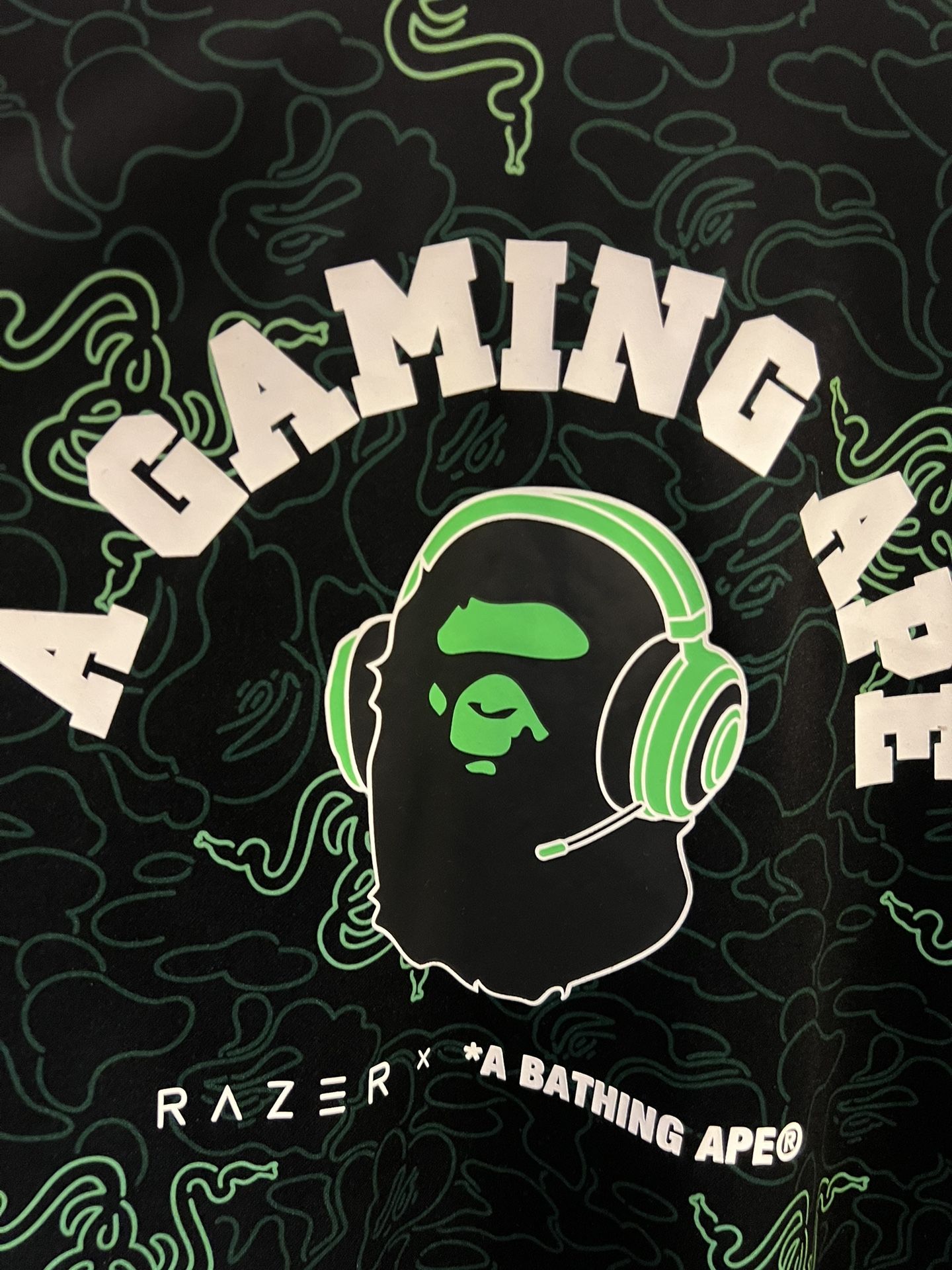 BAPE X Razer A Bathing Ape Neon Camo Team Tee Green L Large for