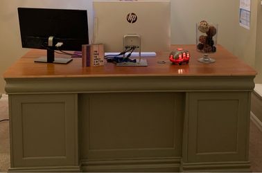 Executive Desk w/custom sage green base