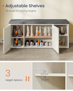 HOME Shoe Storage Bench, Superfast Toolless Assembly, Shoe Rack Cabinet with Door & Adjustable Shelf for Entryway/Living Room, 14 x 40.2 x 17.3 Inches