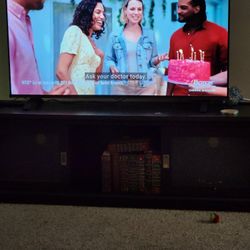 TV Stand - Black With Glass Sliding Doors