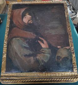 Old Hand Painted Retablo Painting Baroque Spanish Style Artwork 