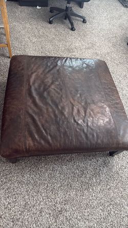 Large Brown Leather Ottoman