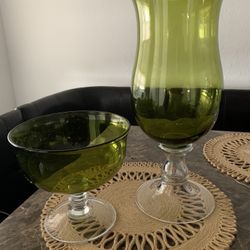 Pottery Barn  Set /Hurricane Candle Holder And Triffle Bowl 