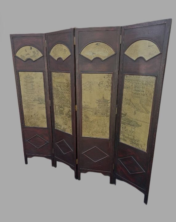 Asian-Inspired Folding Screen Room Divider