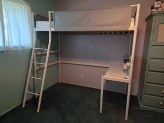 Ikea Vitval Loft Style Twin Bed with Desk