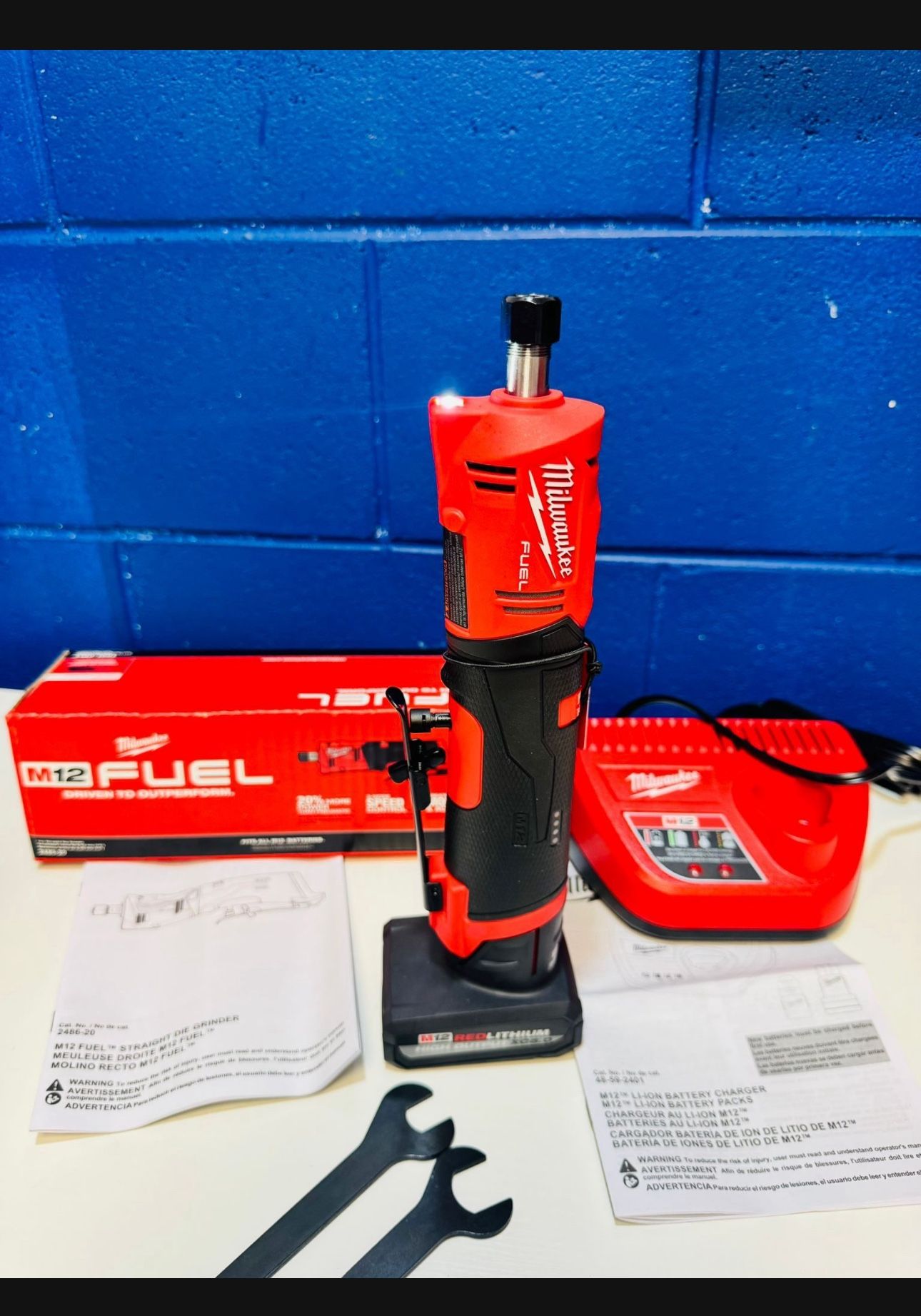 🔥 Milwaukee Fuel 1/4 Straight Die Grinder  + M12 5.0 H.O Battery + Charger