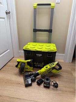 Ryobi ONE+ Tool Bundle w/ LINK Rolling Toolbox, Vacuum, Drain Auger & Charger