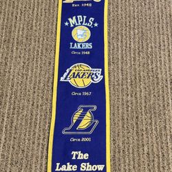 Los Angeles Lakers NBA Heritage Banner Embroidered Wool 8" x 32”  