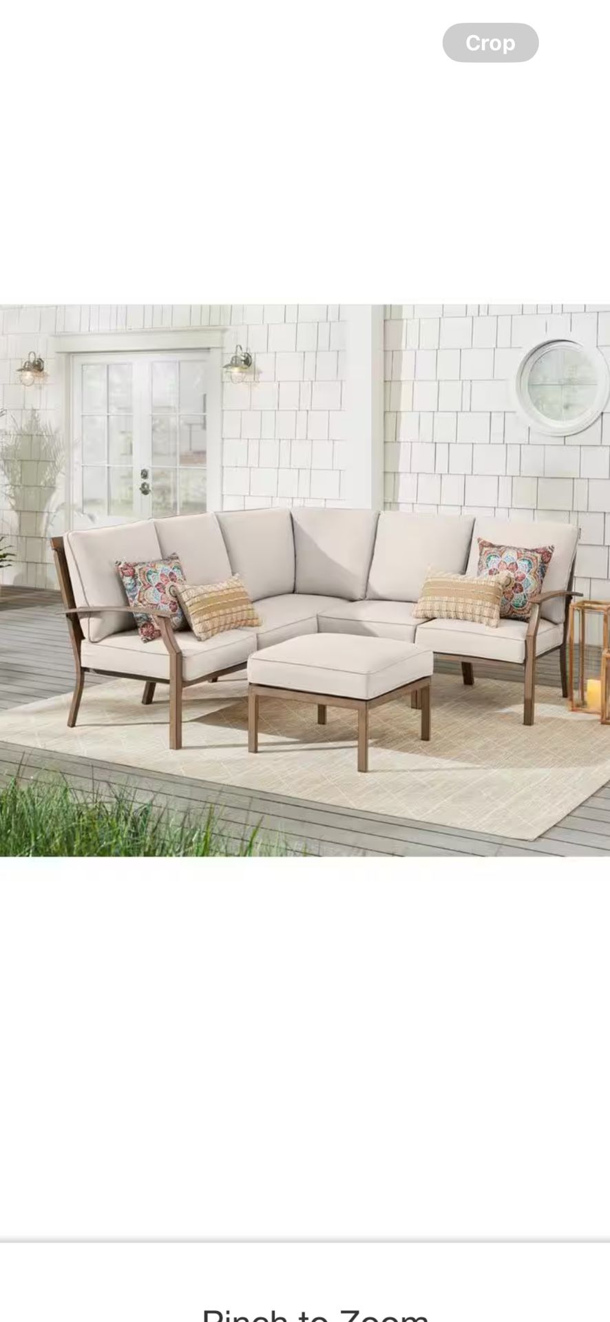 Hampton Bay Geneva 6-Piece Brown Wicker Outdoor Patio Sectional Sofa Seating Set with Ottoman and CushionGuard Almond Tan Cushions