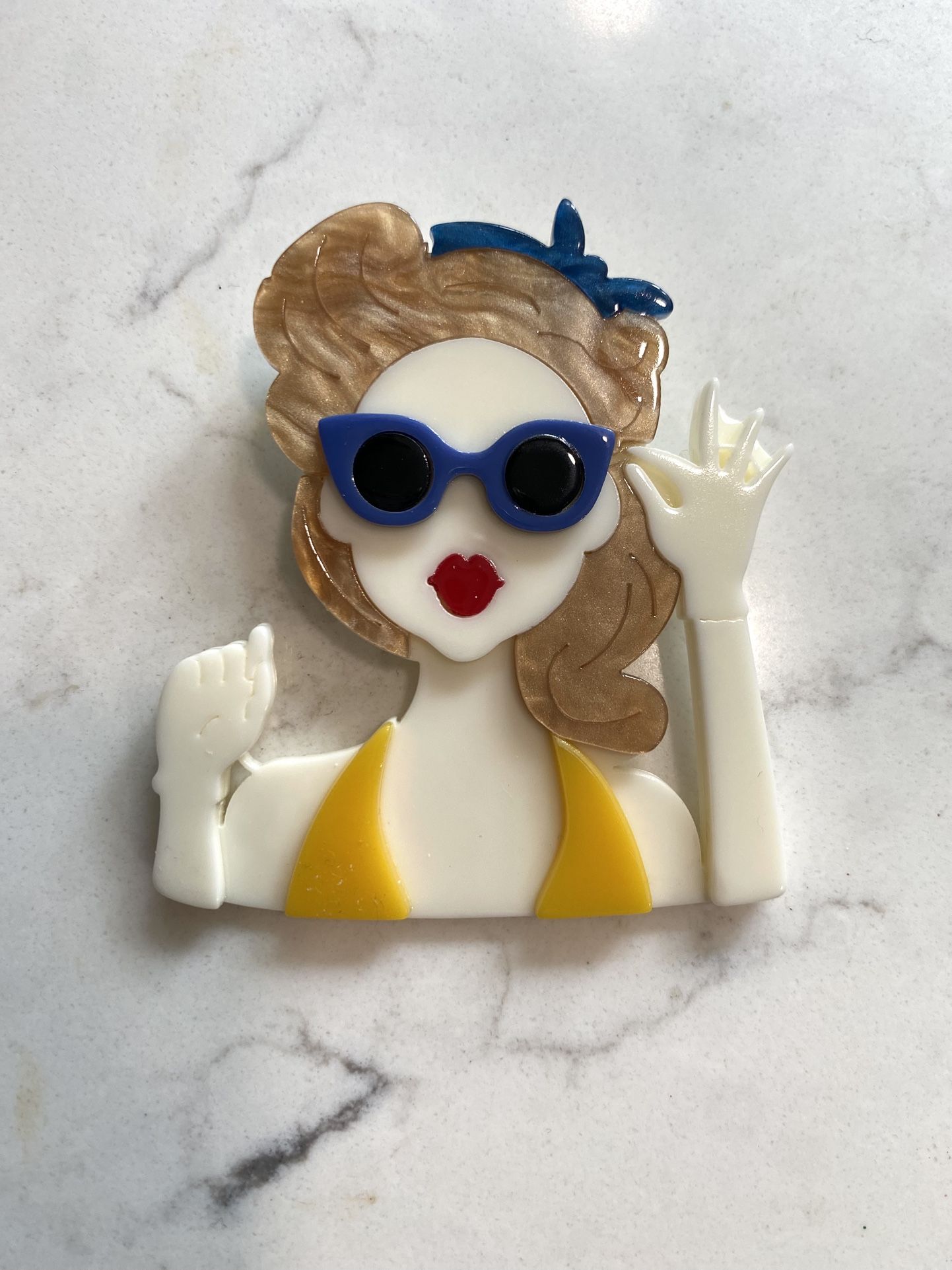 Cutest New Vintage Style Brooch / Lapel Pin Fashion Fun - Made in Thick Acrylic Material