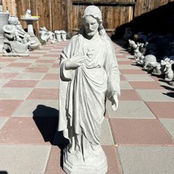 New Sagrado Corazón De Jesus Made Out Of Cement Perfect Gift 🎁 