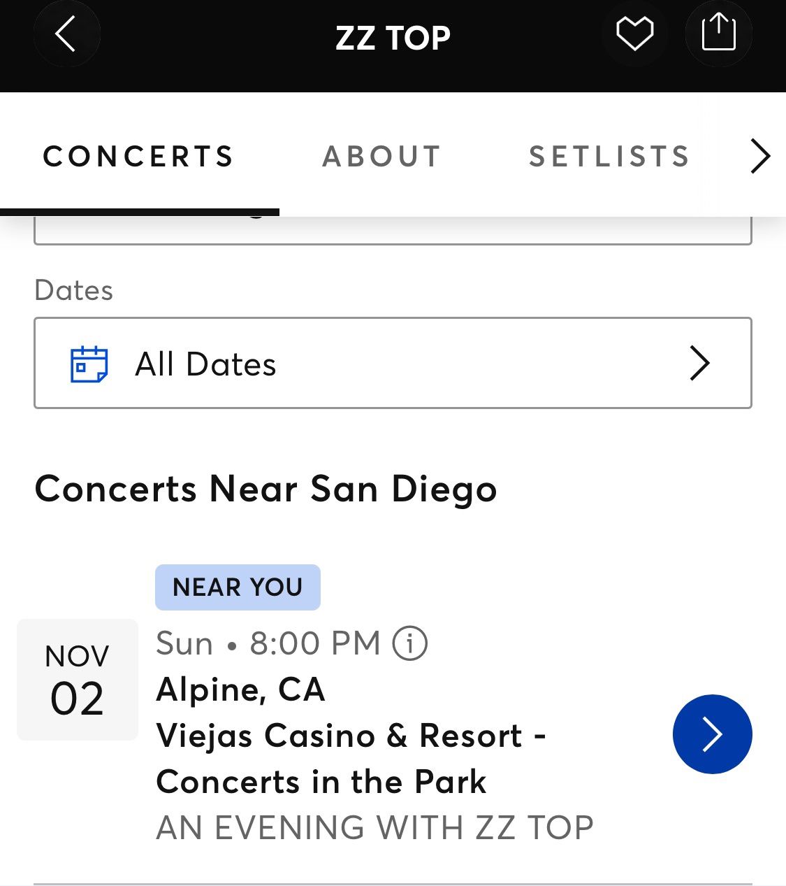ZZ TOP 2 Tickets For Nov 2 Viejas