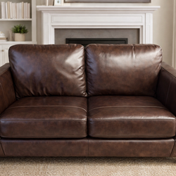 Modern Brown Leather Loveseat – Excellent Condition