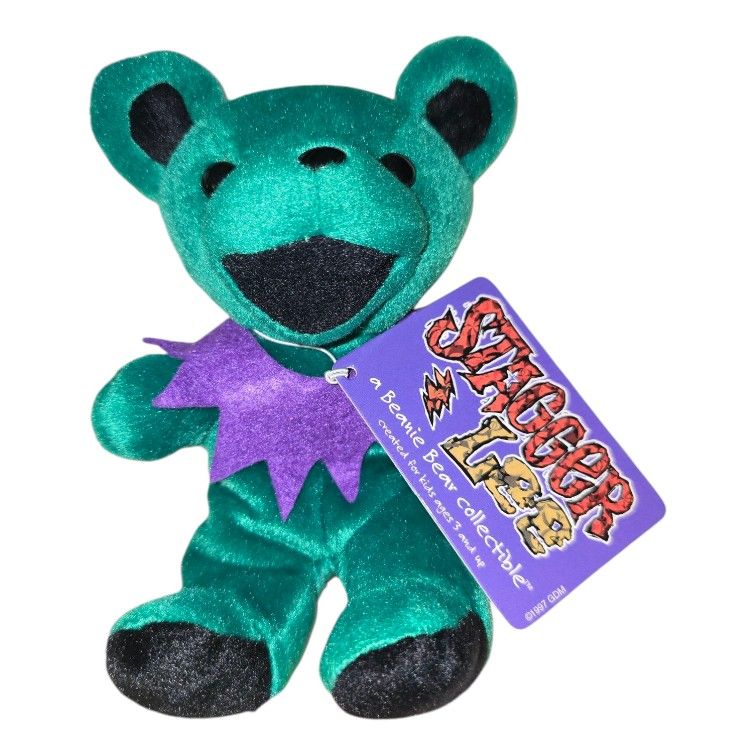 Vintage Grateful Dead Green Teddy Bear 8” Jointed Plush Liquid Blue Steven Smith