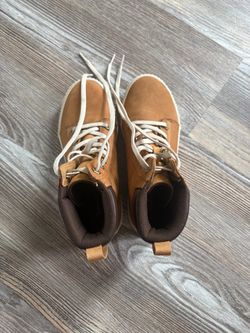 Tan Leather High-Top Lace-Up Boots