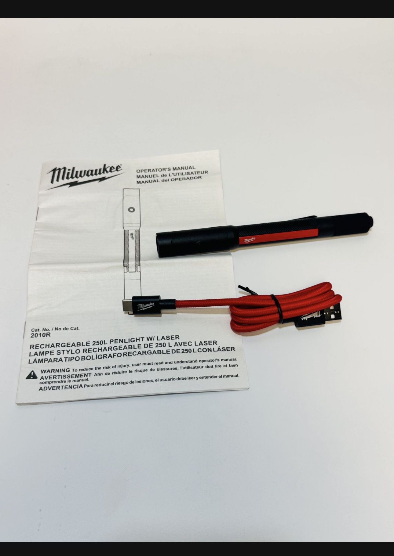 π¦ Milwaukee 250 Lumens Internal Rechargeable Penlight with Laser π΄