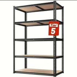 Heavy Duty 2000 lb Capacity, 5-Tier Metal Storage Shelf 72 inches Tall Garage Shelving Unit with Adjustable Shelves, Easy Assembly, Floor-Standing Des