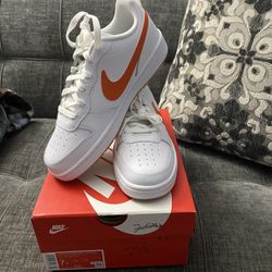 Nike Court Borough Low 8.5W 7Y Orange Swoosh