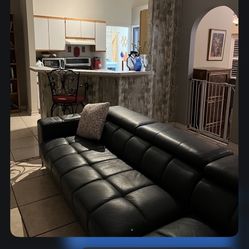 Blue Rooms To Go Leather Sectional Couch
