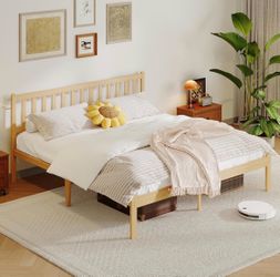 12 Inch Bamboo Wood King Platform Bed Frame with Headboard