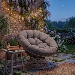 Papasan Swivel Chair with Cushion